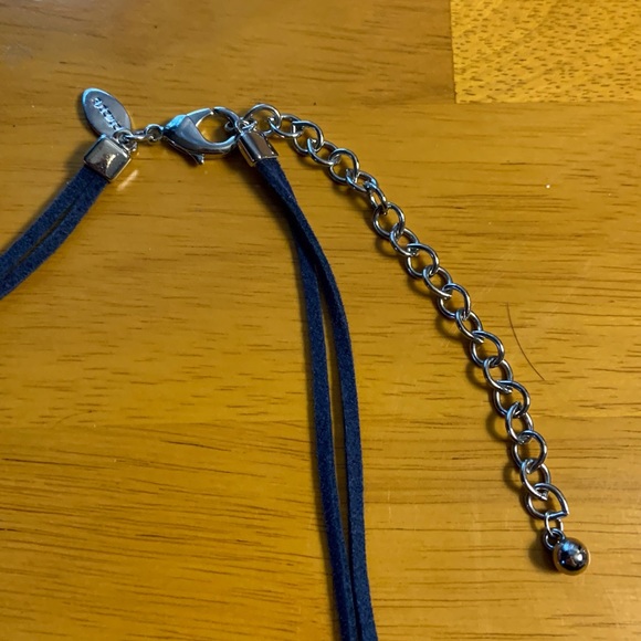 Chicos articulating silver tone pendant and double navy corded chain, 16-20 in - Picture 6 of 7